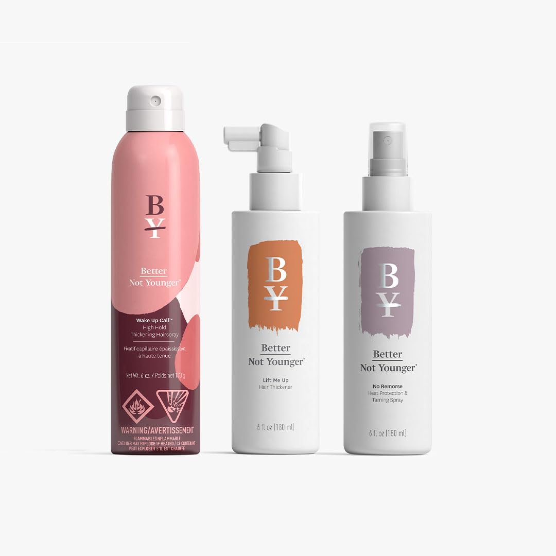 Better Not Younger Wake Up Call High Hold hairspray bottle pour for long-lasting root lift