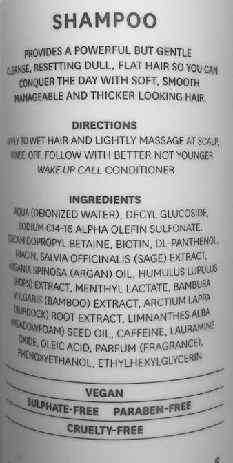 Better Not Younger Wake Up Call packaging on shelf for aging hair care