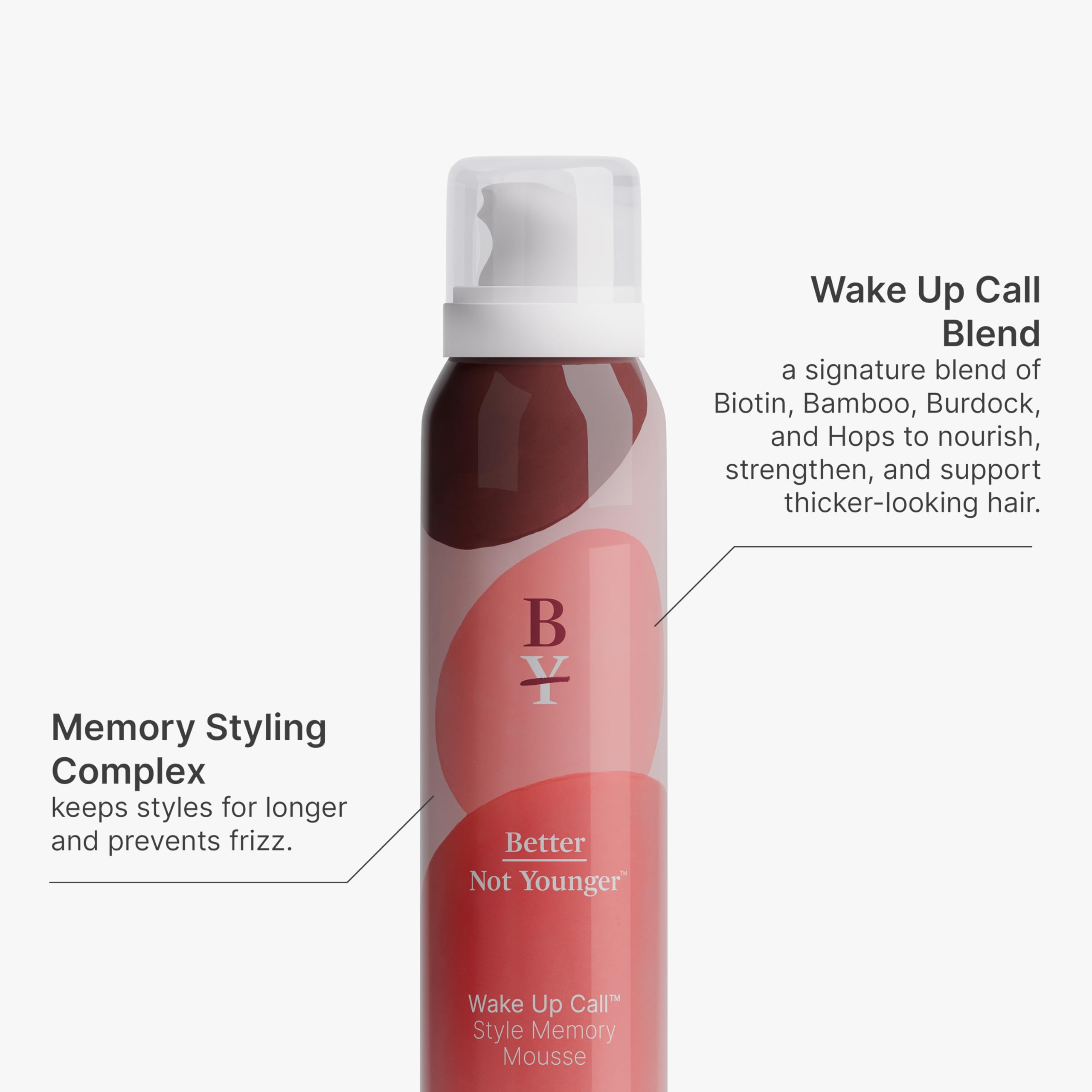 Better Not Younger Wake Up Call Thickening Spray bottle showcases long-lasting lift
