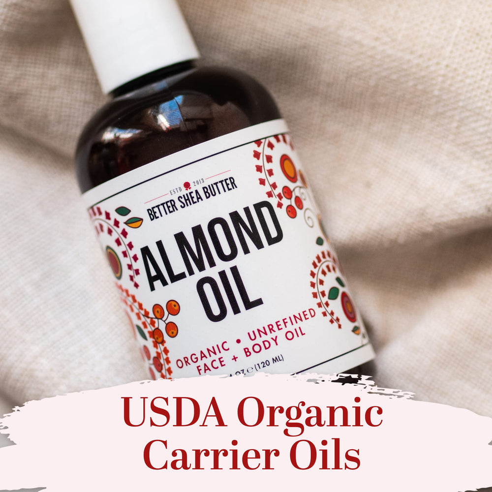 Better Shea Butter 4oz almond oil acts as a gentle carrier for lotions