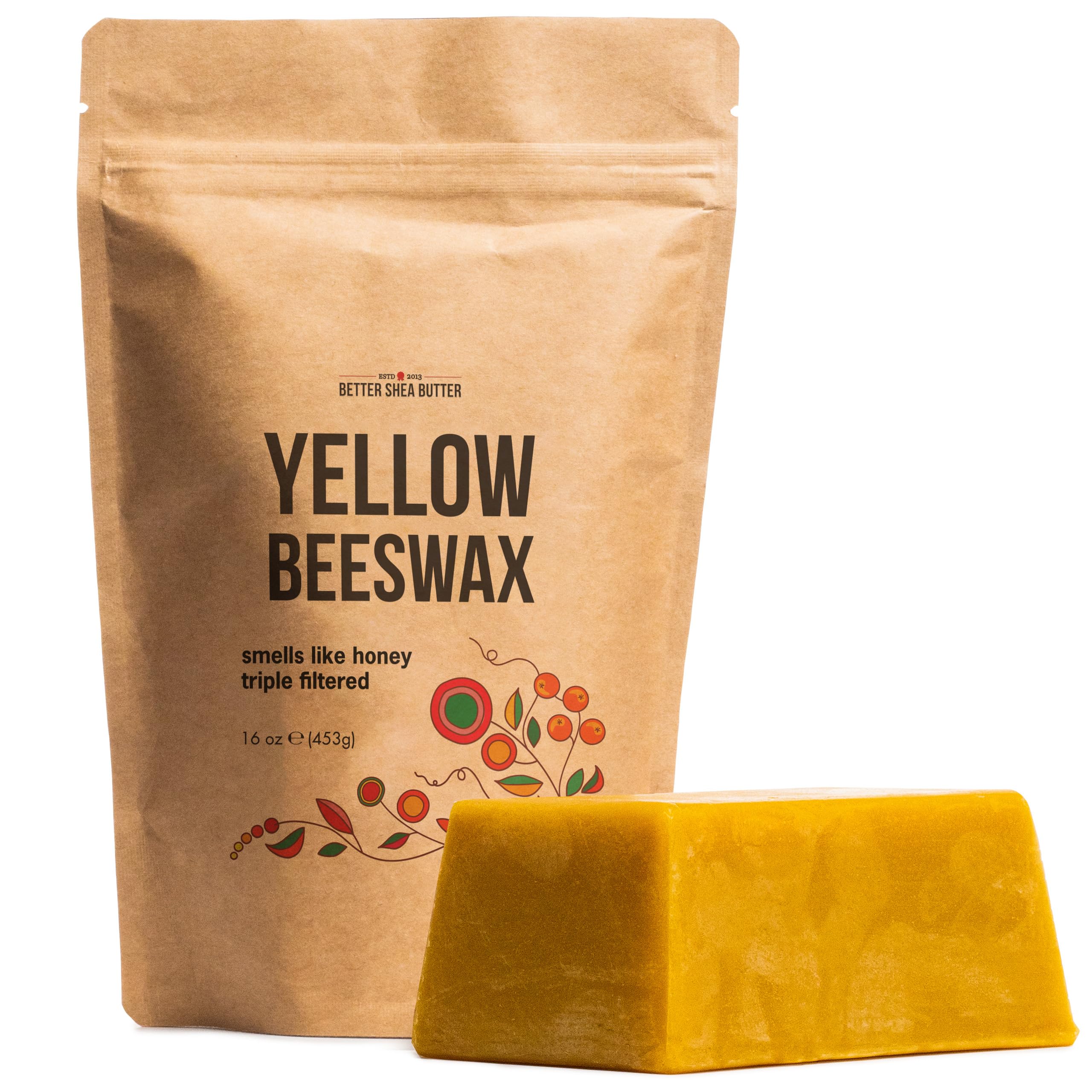 Better Shea Butter Beeswax bar for candle making with long, clean burn and honey aroma.