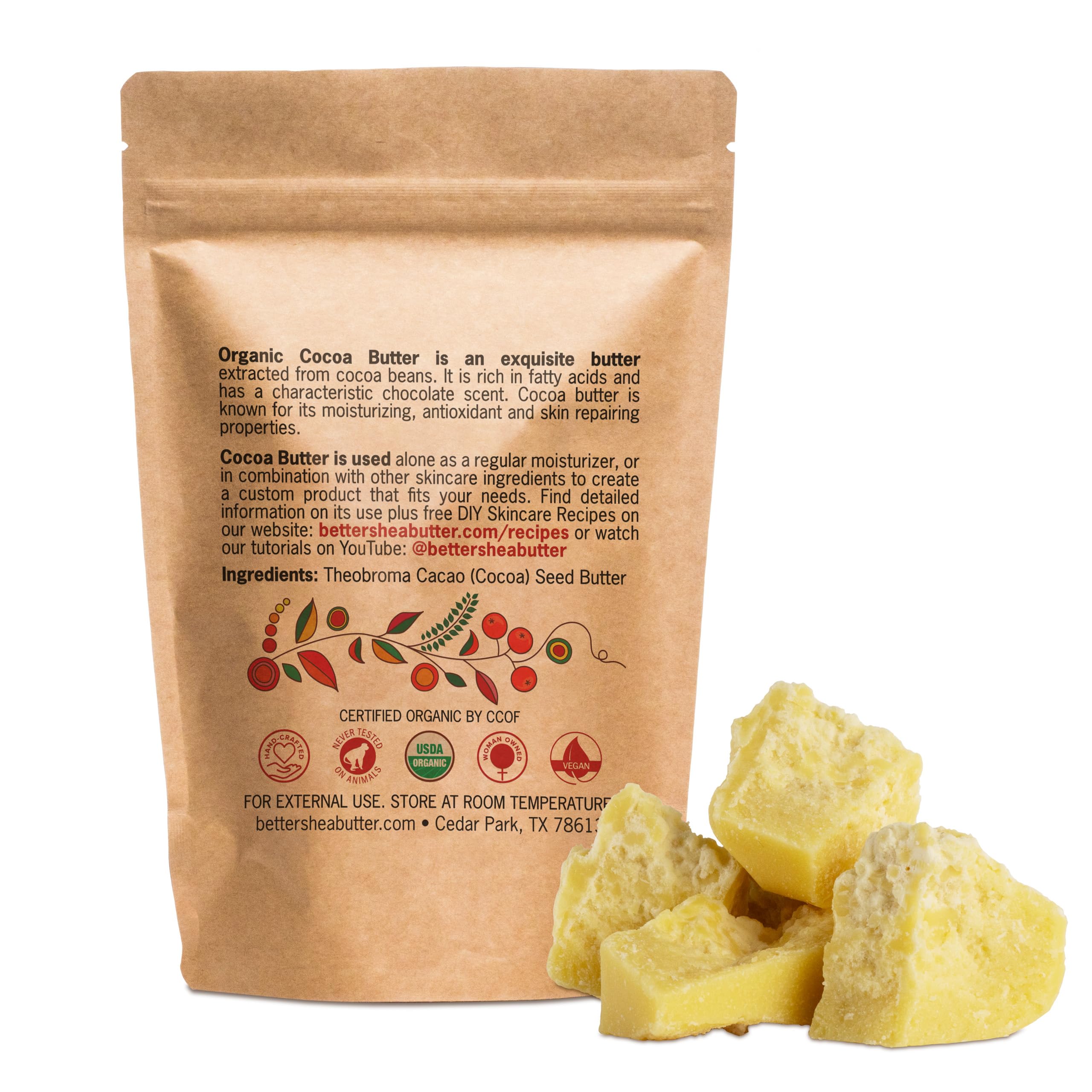 Better Shea Butter cocoa butter jar front for easy daily moisturization.