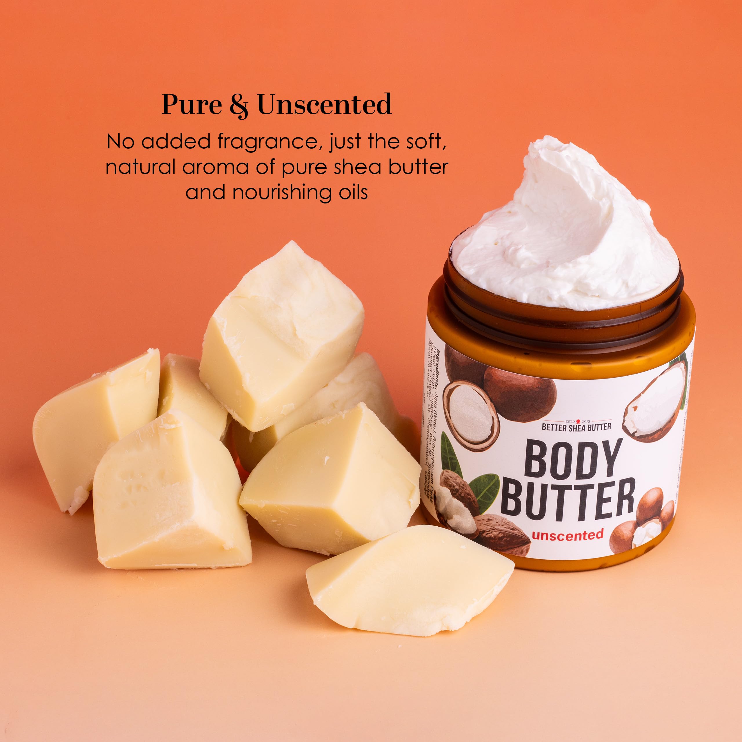 Better Shea Butter fragrance-free packaging highlights clean, fragrance-free formulation.
