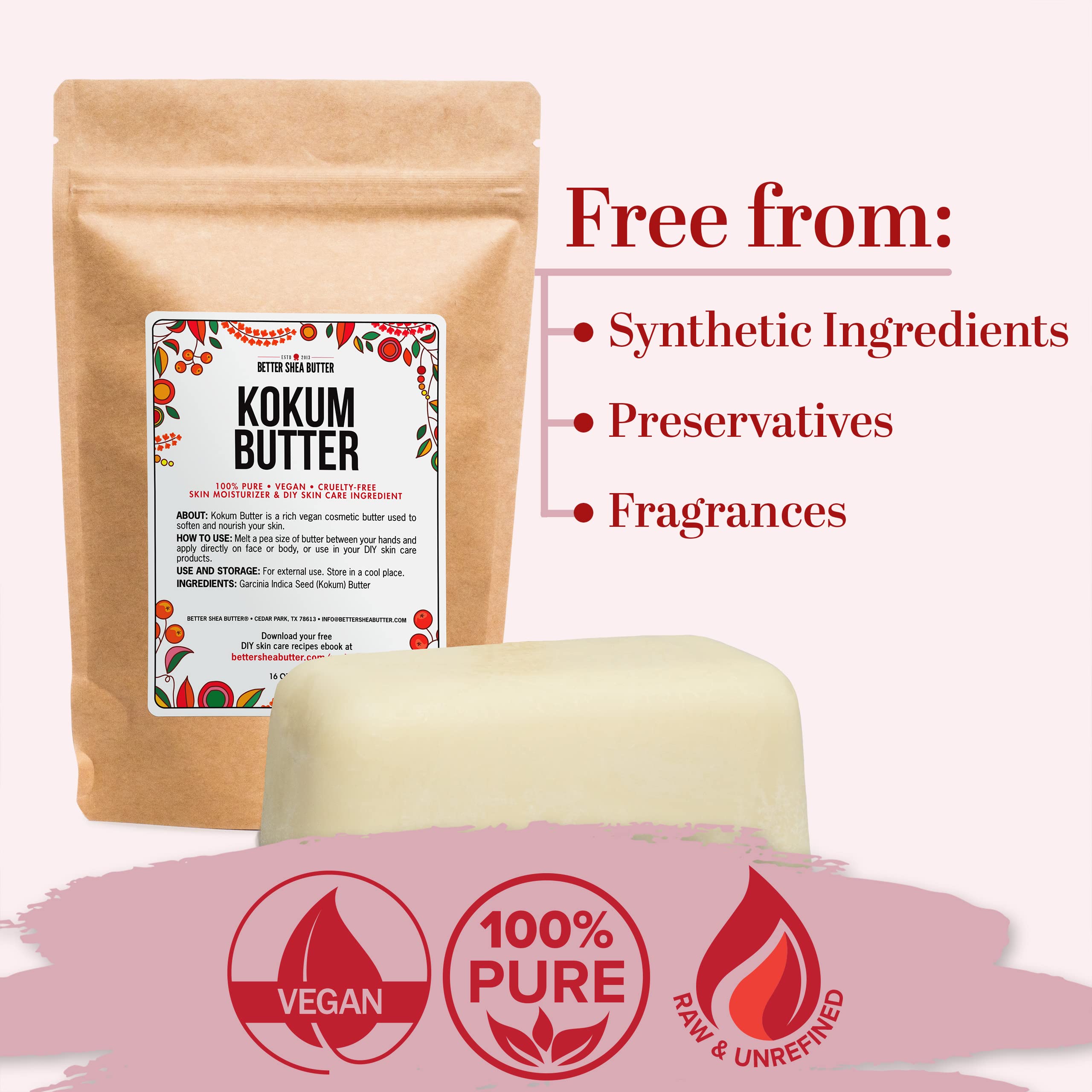 Skin-softening Kokum Butter bar providing light, non-greasy finish