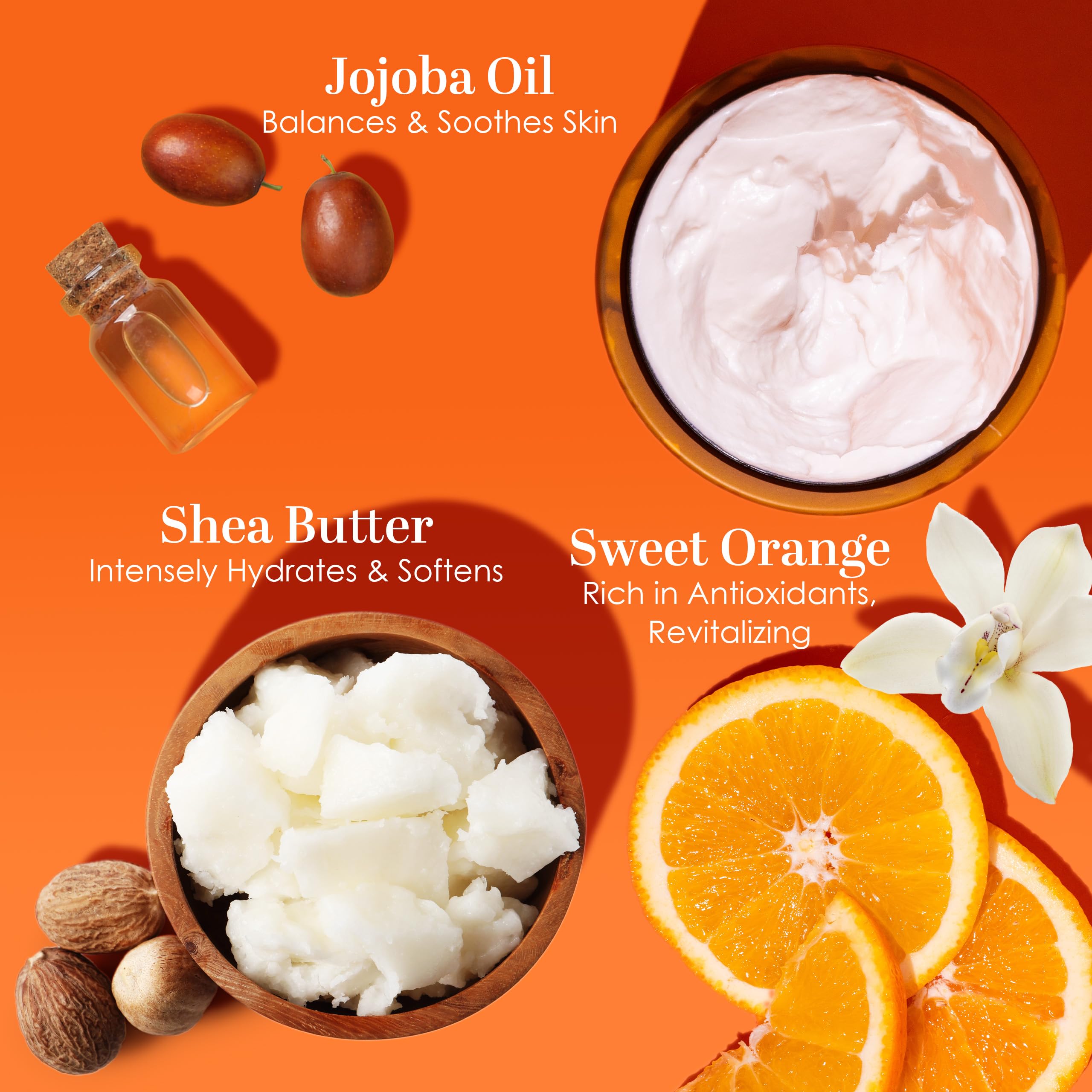 Better Shea Butter orange vanilla lotion poured into palm for quick absorption.