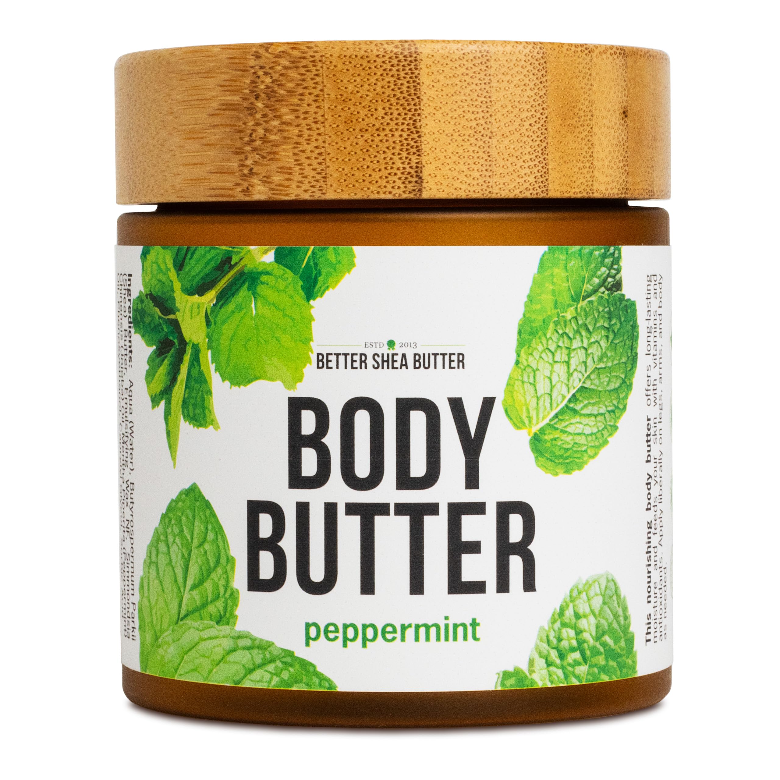 Better Shea Butter Peppermint Body Lotion bottle delivers refreshing, non-greasy hydration.