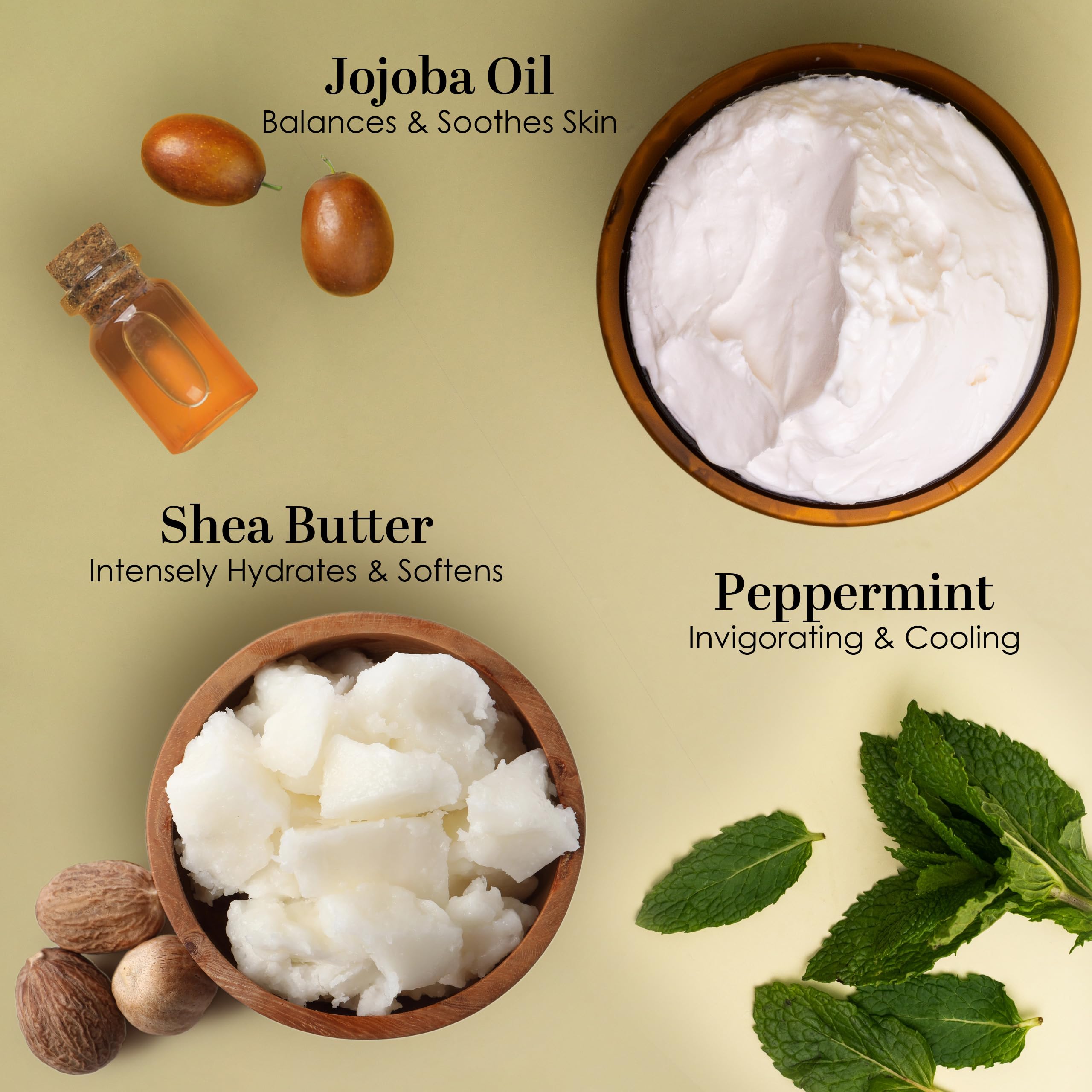 Better Shea Butter Peppermint Lotion with jojoba oil for smooth, hydrated skin.