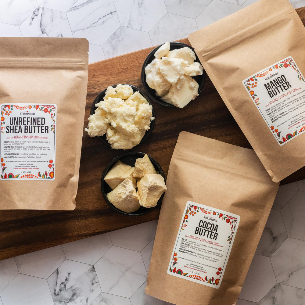 Better Shea Butter raw mango butter 16oz block for conditioning skin.