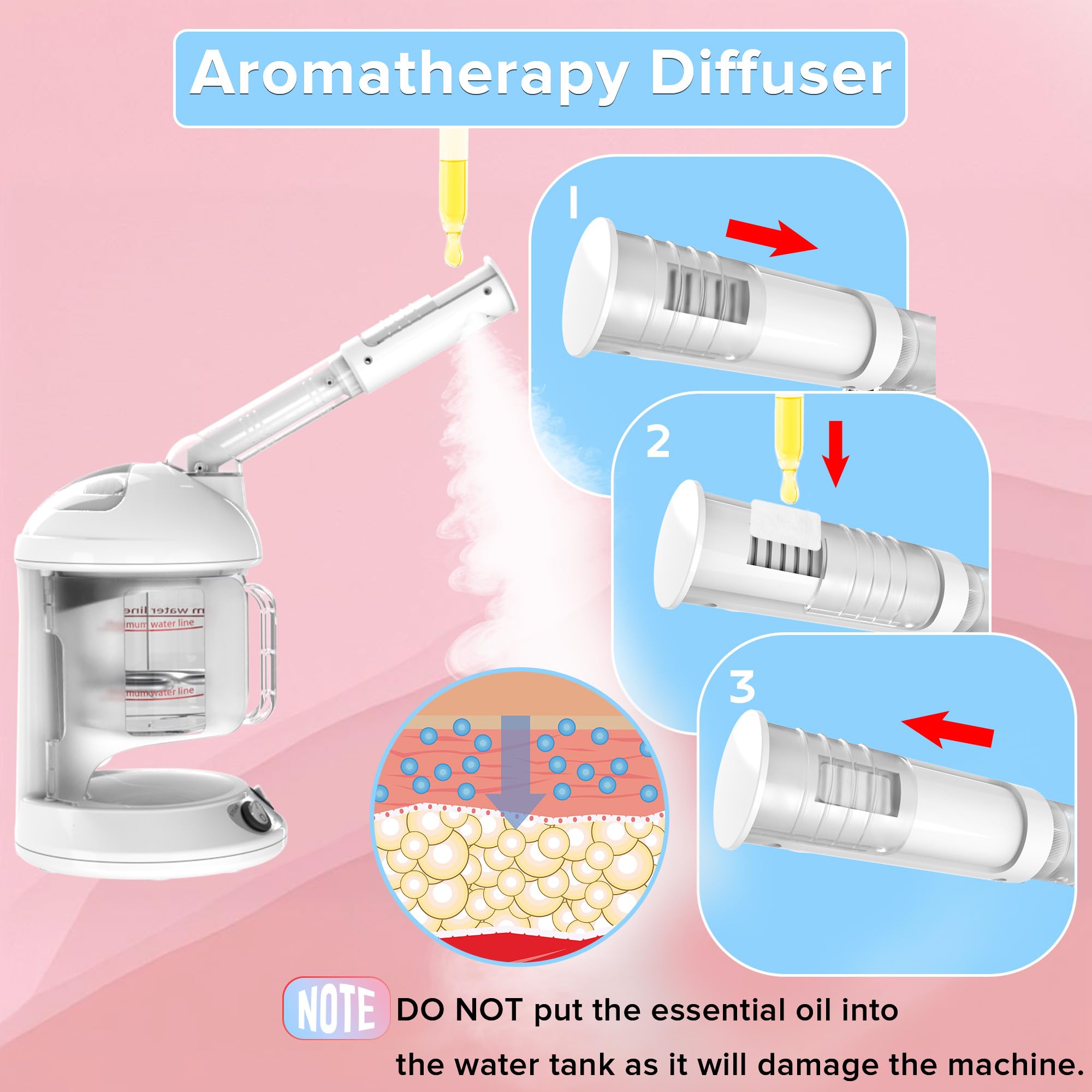 Betterme aromatherapy pad setup on steamer for relaxing routine.