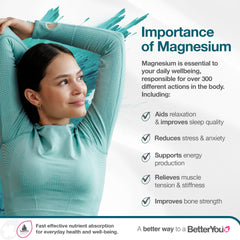 BetterYou Magnesium Body Lotion pump close-up shows silky texture for easy absorption.