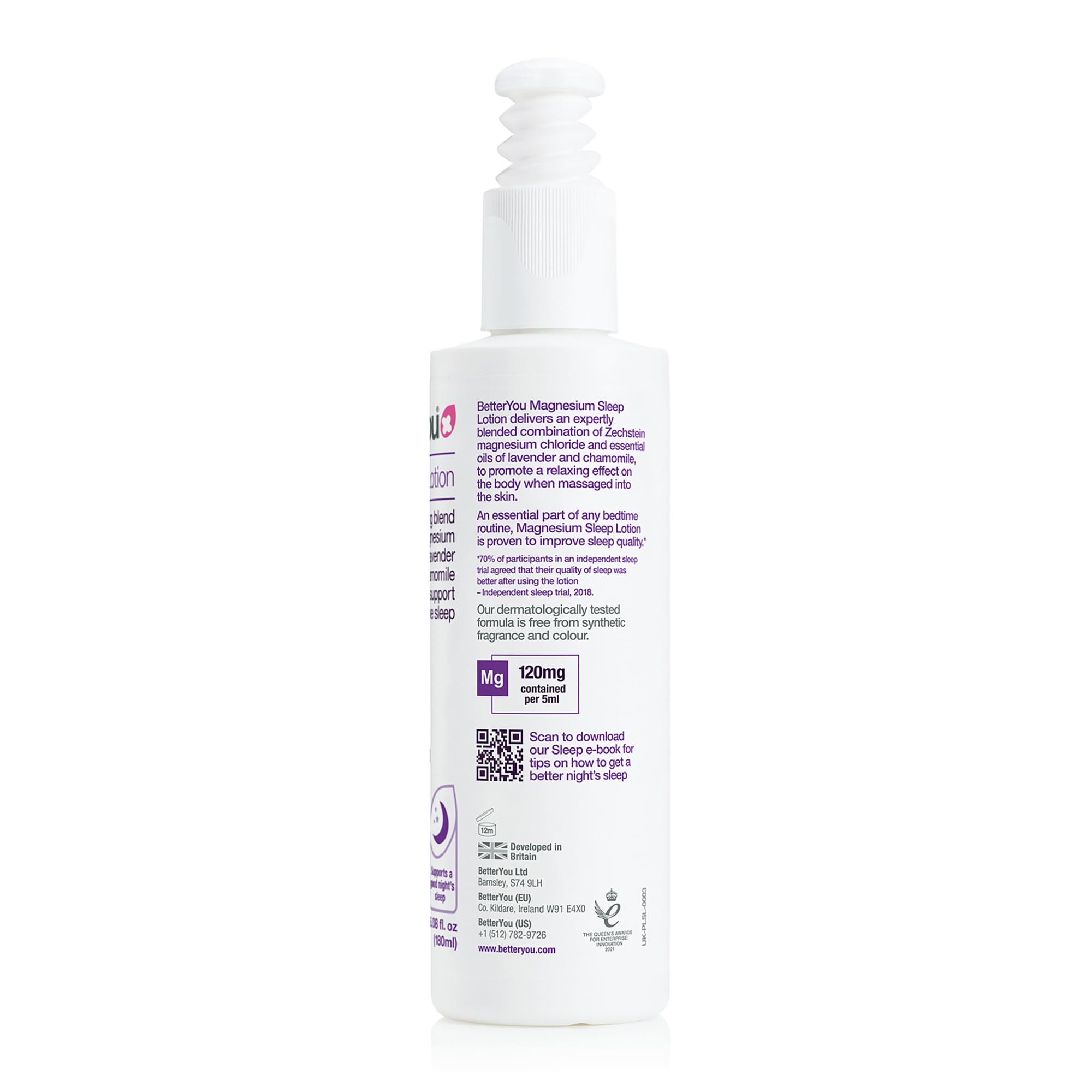 Nighttime routine with BetterYou Magnesium Sleep Lotion supports relaxation and skin hydration.
