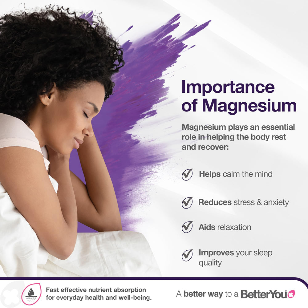Close-up texture of BetterYou magnesium lotion signaling quick absorption and soothing relief.