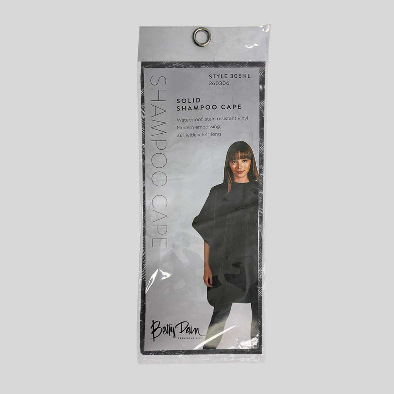 Betty Dain cape uses stain-resistant vinyl for lasting salon use.