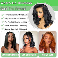 BEULADY bob wig natural hairline with baby hairs highlights fullness.