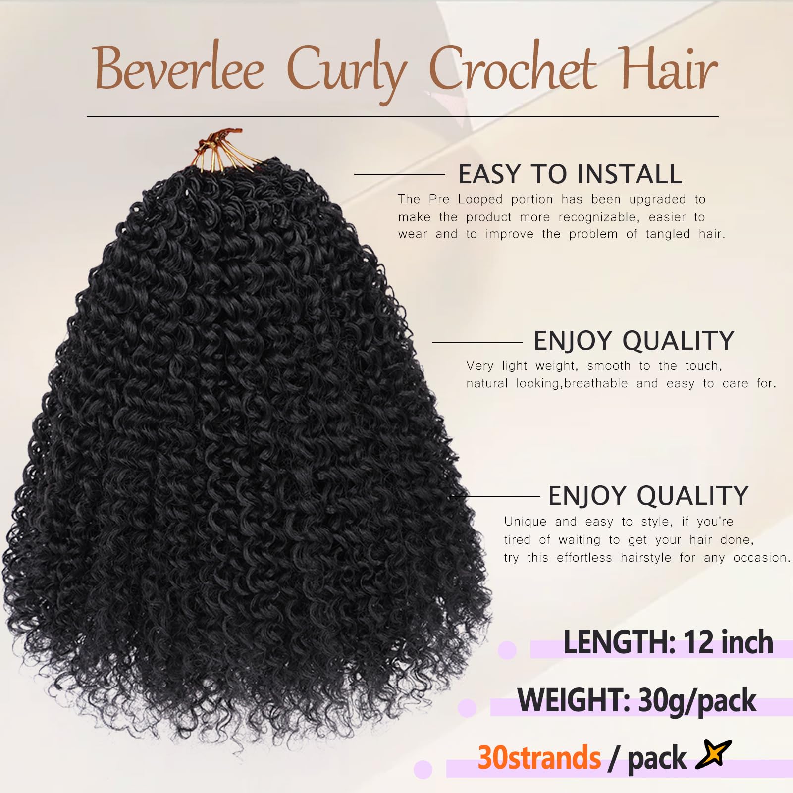 Beverlee 12in kinky crochet hair with wavy twists for versatile styling