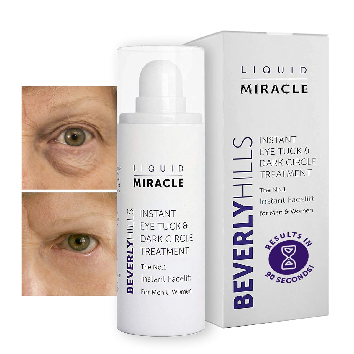 BEVERLY HILLS Instant Facelift Eye Serum bottle shows premium packaging for refreshed eyes