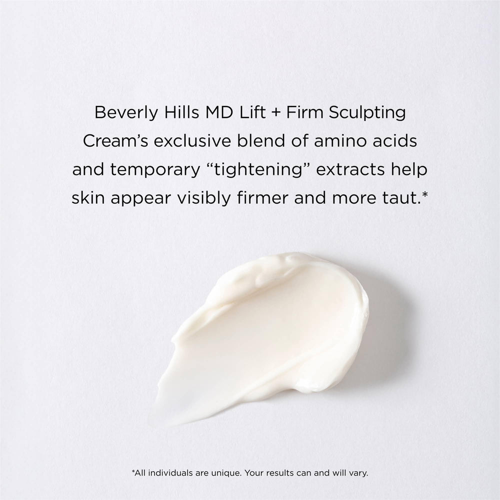 Neck and décolleté area demonstrates potential firming benefits from Beverly Hills MD Lift + Firm Cream.