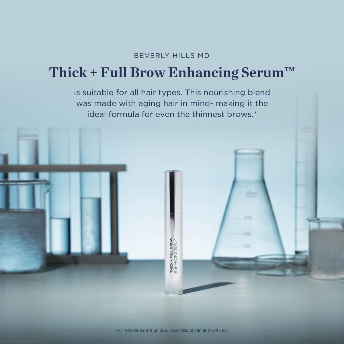 Beverly Hills MD Thick + Full Brow Serum on skin, absorbs quickly for layering makeup.