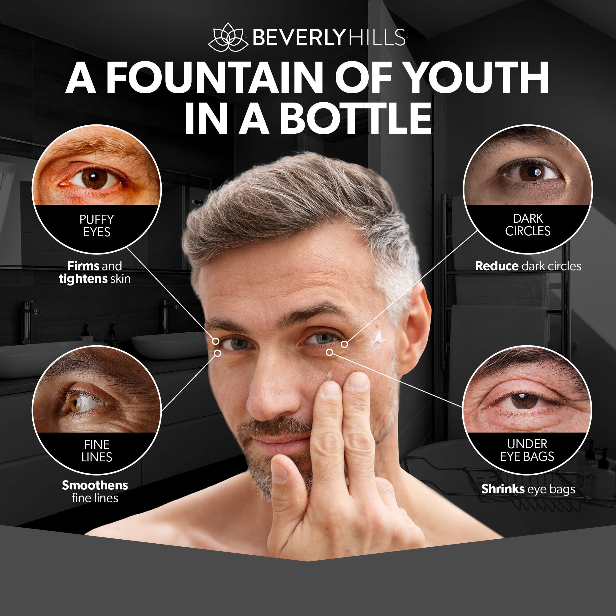 BEVERLY HILLS MENS FACE CLOSEUP SKIN TEXTURE appears smoother