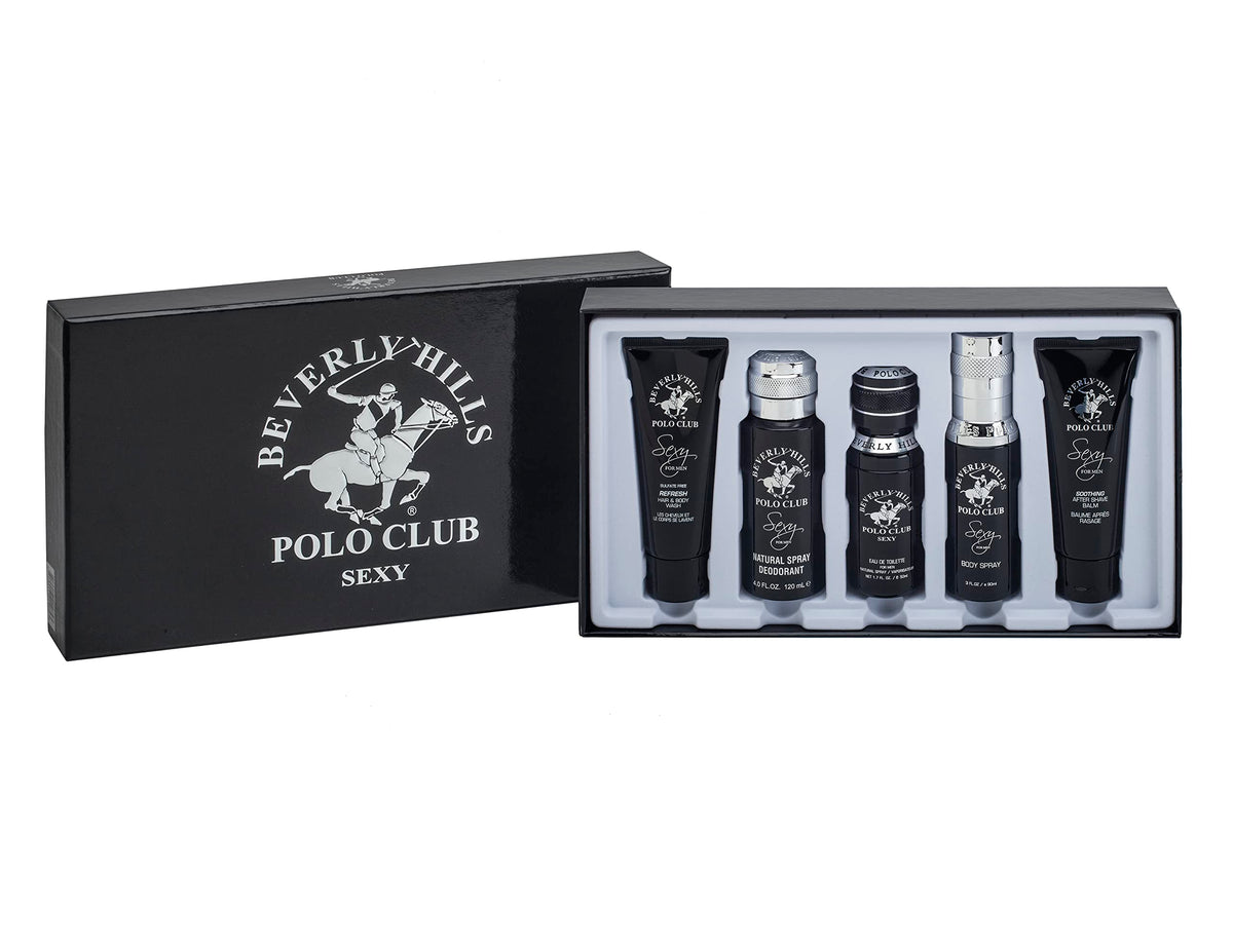 Beverly Hills Polo Club Sexy 5-piece grooming set packaging highlighting premium gift presentation