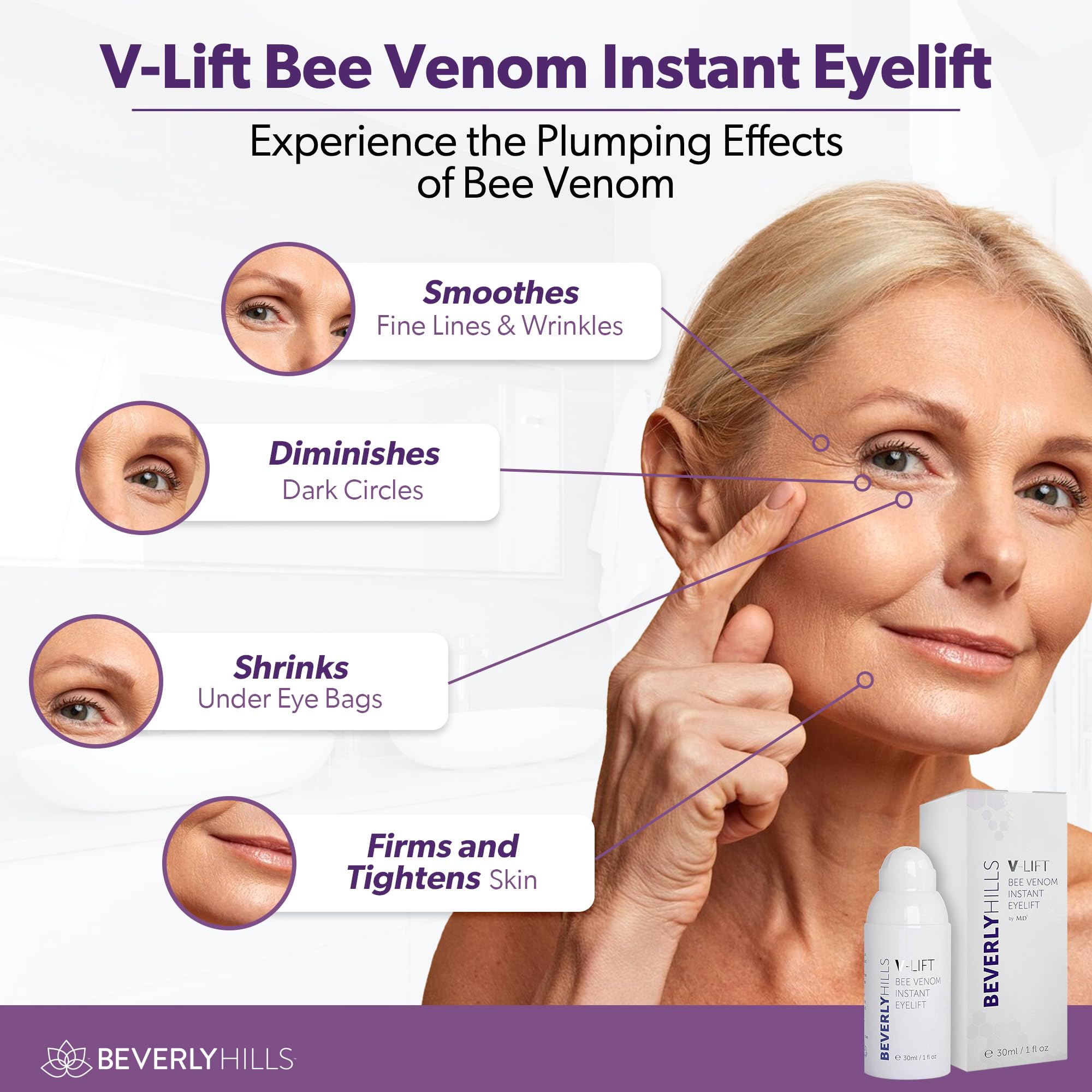 Beverly Hills V-Lift application steps around the eye area