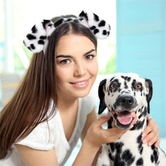Gros plan pelage doux sur Beviliu bandeau dalmatien, confort durable pour cosplay.