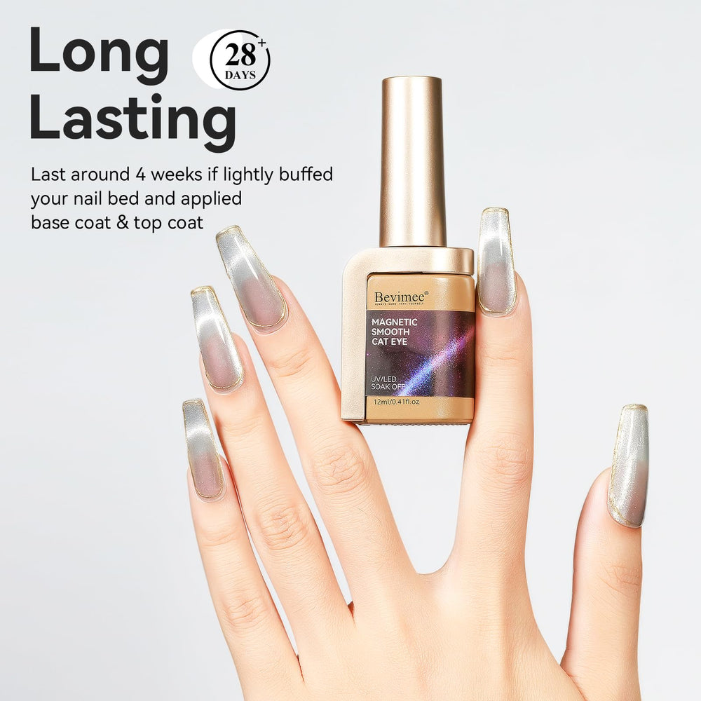 Bevimee 28+ day wear with no peel-off for lasting nails.