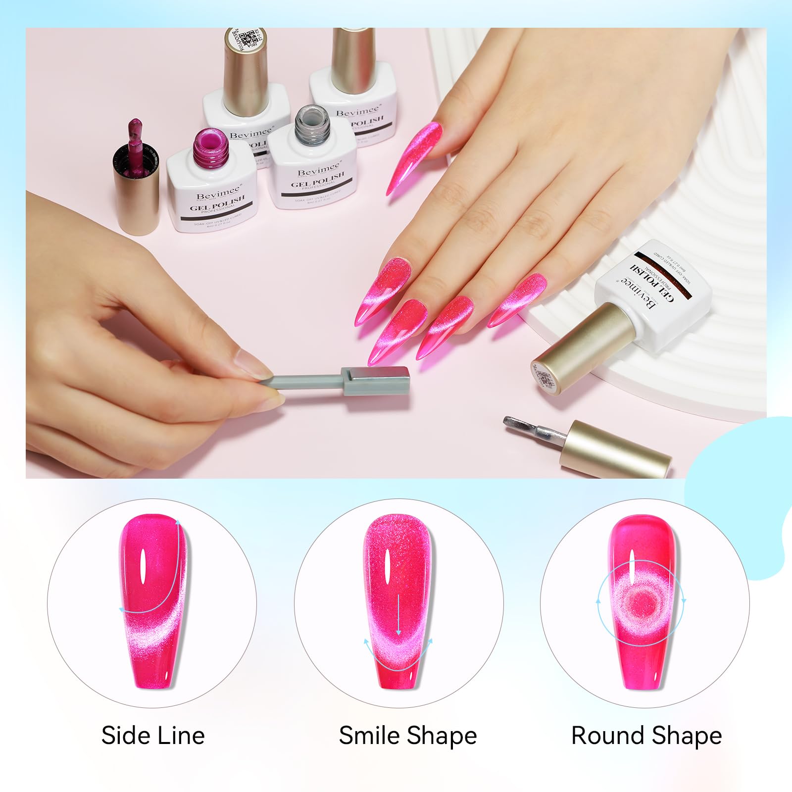 Bevimee blue, green, and purple hues offering bold color choices.
