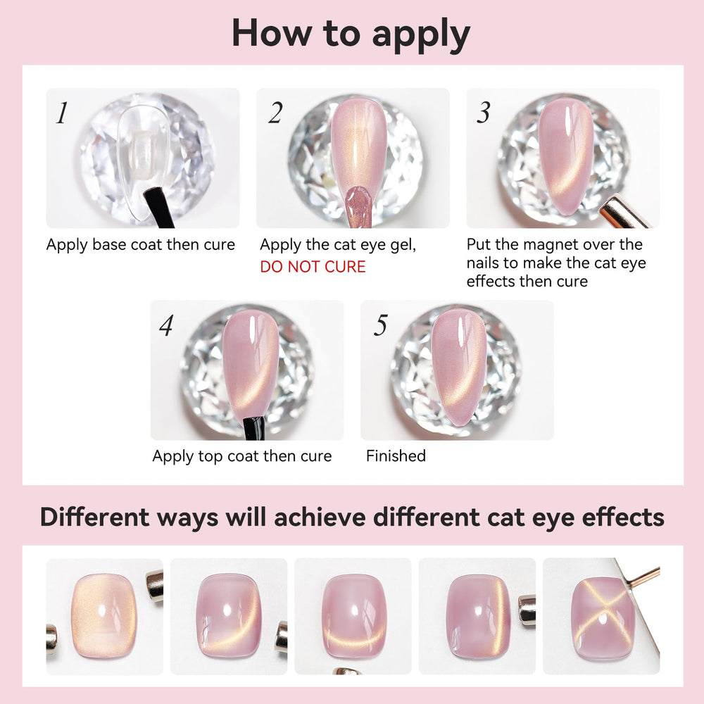 Bevimee Cat Eye Gel Polish enables easy at-home manicure with long-lasting shine.