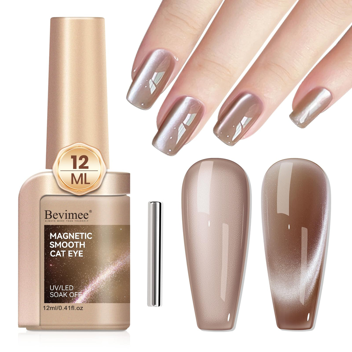 Bevimee Moonlight Cat Eye Gel Nail Polish with moonlight glow for dramatic nails.