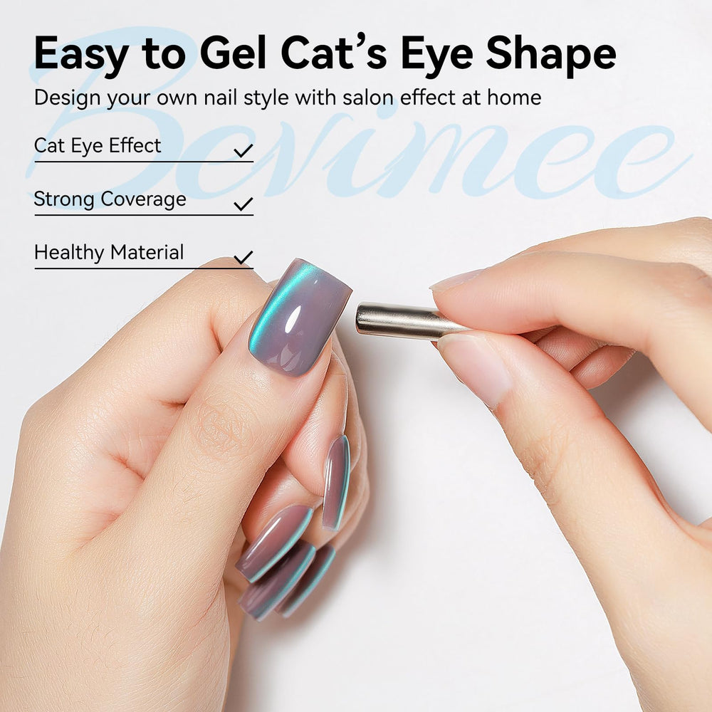 Bevimee Cat Eye Gel Polish delivers bubble-free, peel-resistant finish with lasting shine.