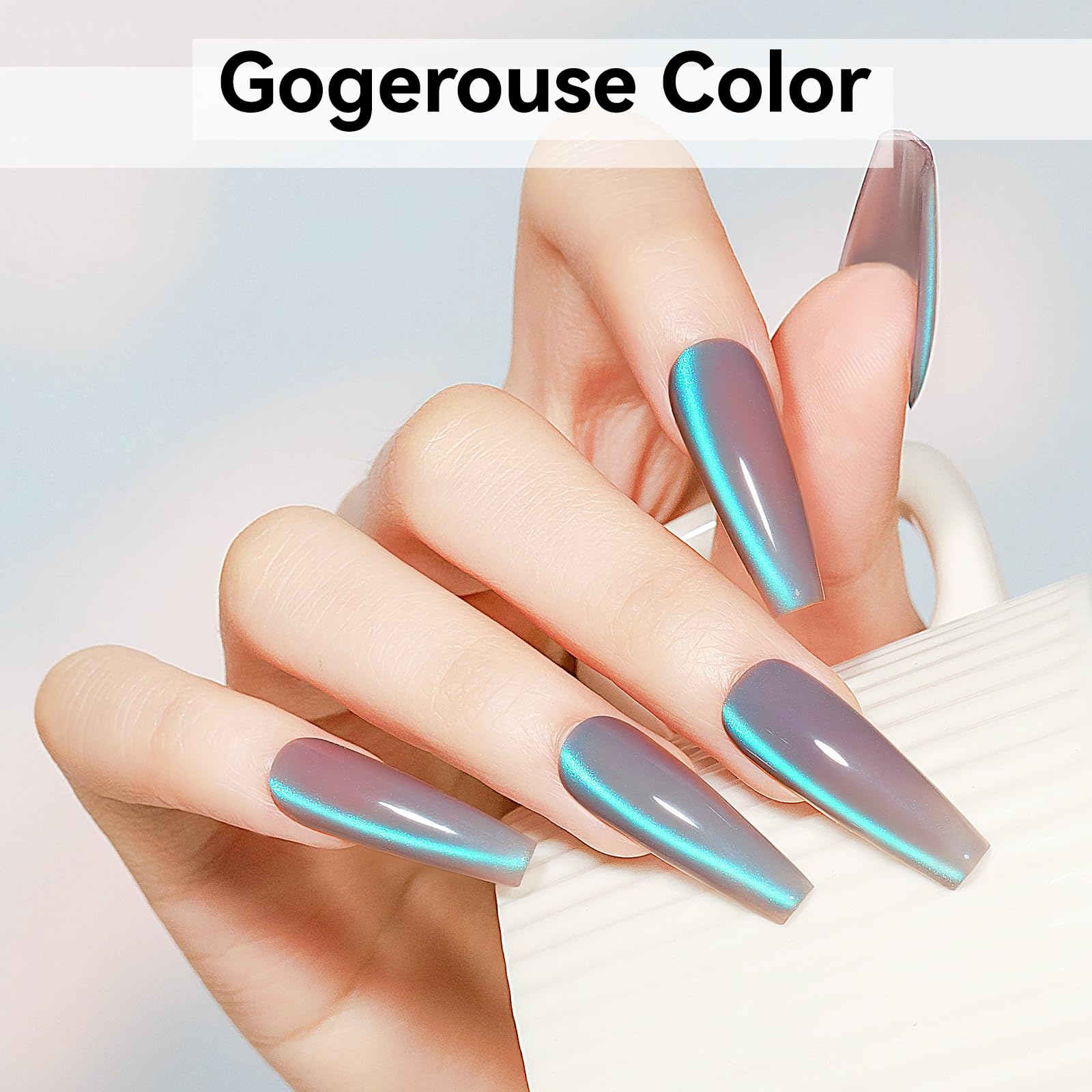 Bevimee Cat Eye Gel Polish shows smile cat-eye effect with magnetic technique for chic nails.