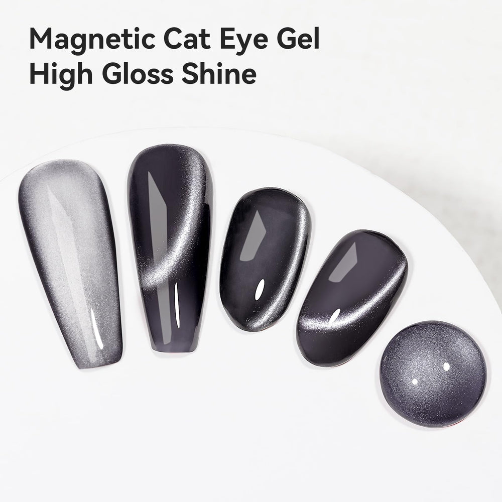 Bevimee glitter cat eye gel on nails adds holographic shimmer