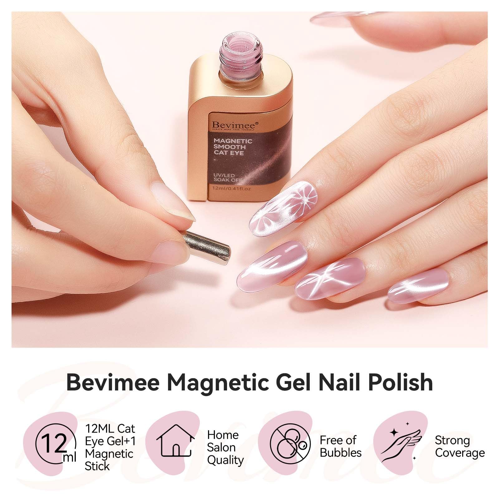 Bevimee Cat Eye Gel Polish cures under UV lamp for quick results