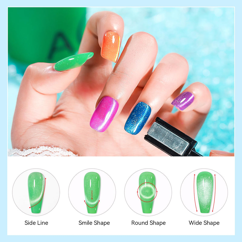 Bevimee halo-effect cat-eye gel nail polish in action