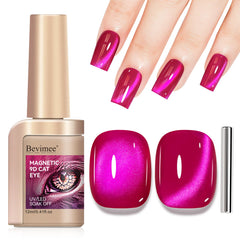 Bevimee Cat Eye Gel Polish pink bottle closeup showing glossy finish