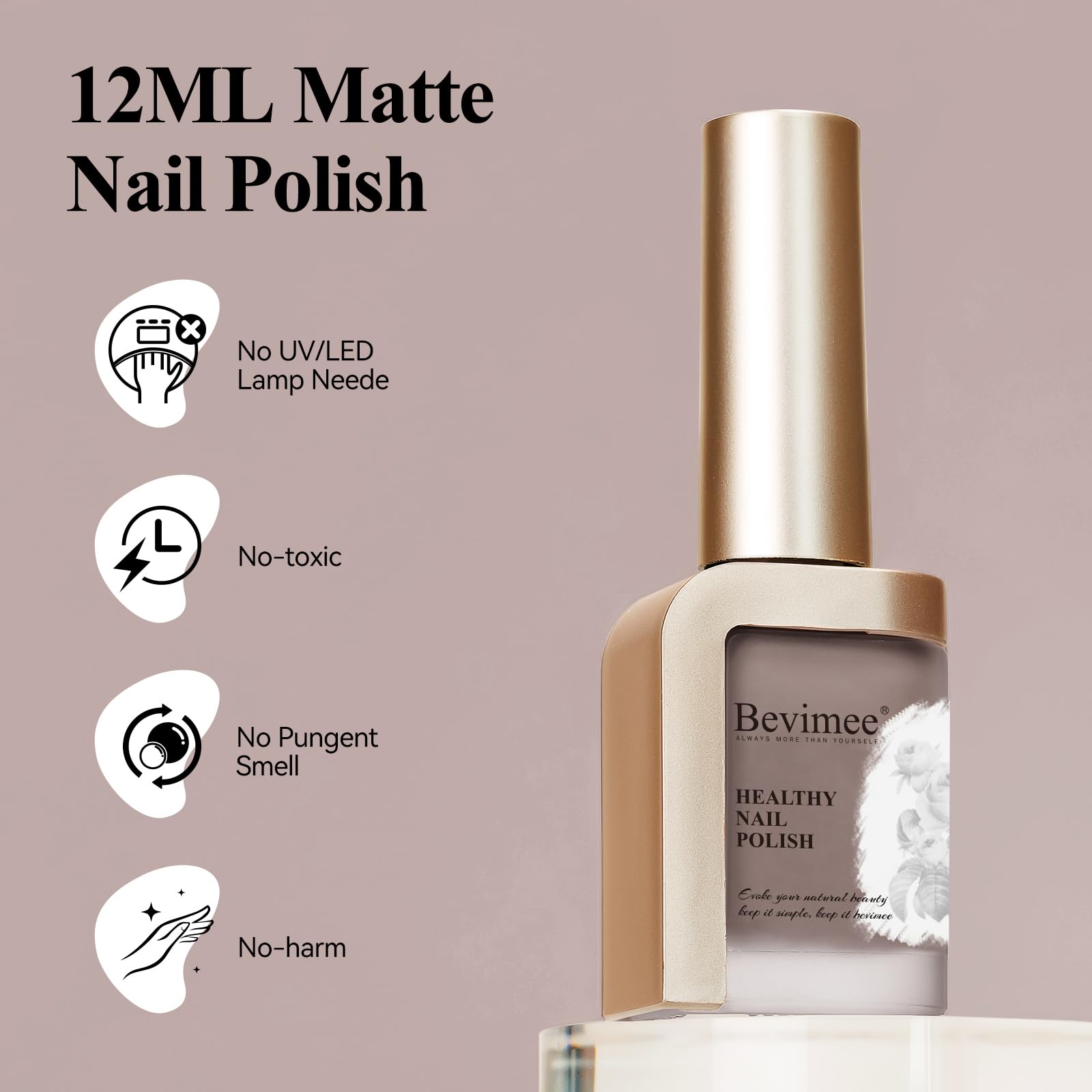 Bevimee cruelty-free formula keeps nails healthy during color wear.