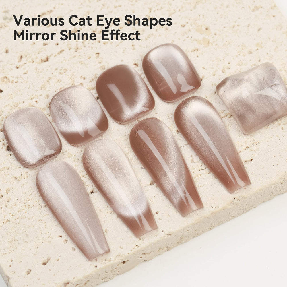 Bevimee Glitter Cat Eye Gel Polish creates starry sky effects on nails.