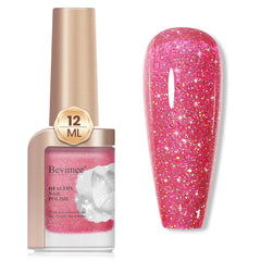 Bevimee Glitter Nail Polish bottle close-up showing quick-dry shimmer.