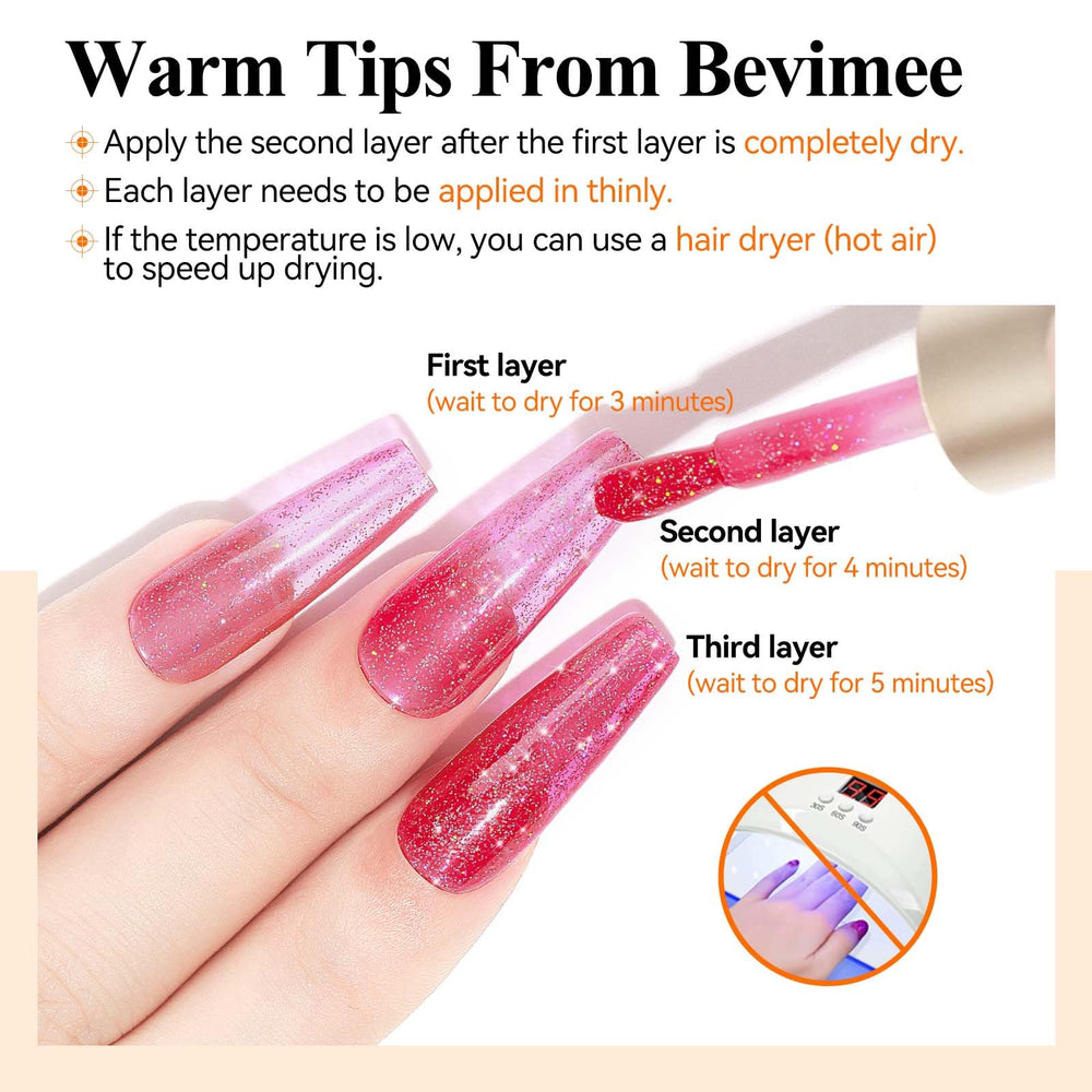 Bevimee Glitter Nail Polish brush-stroke demonstrates smooth application.