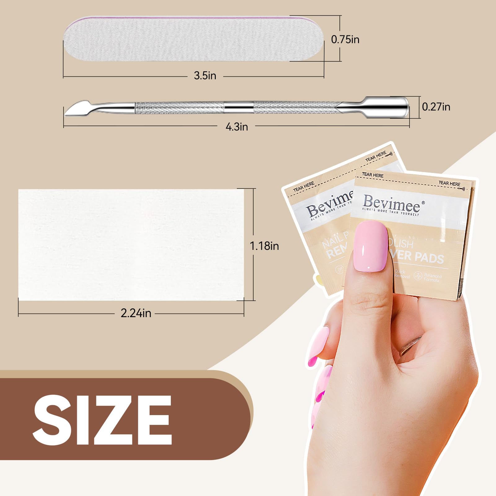 Bevimee individually wrapped remover pads for mess-free travel
