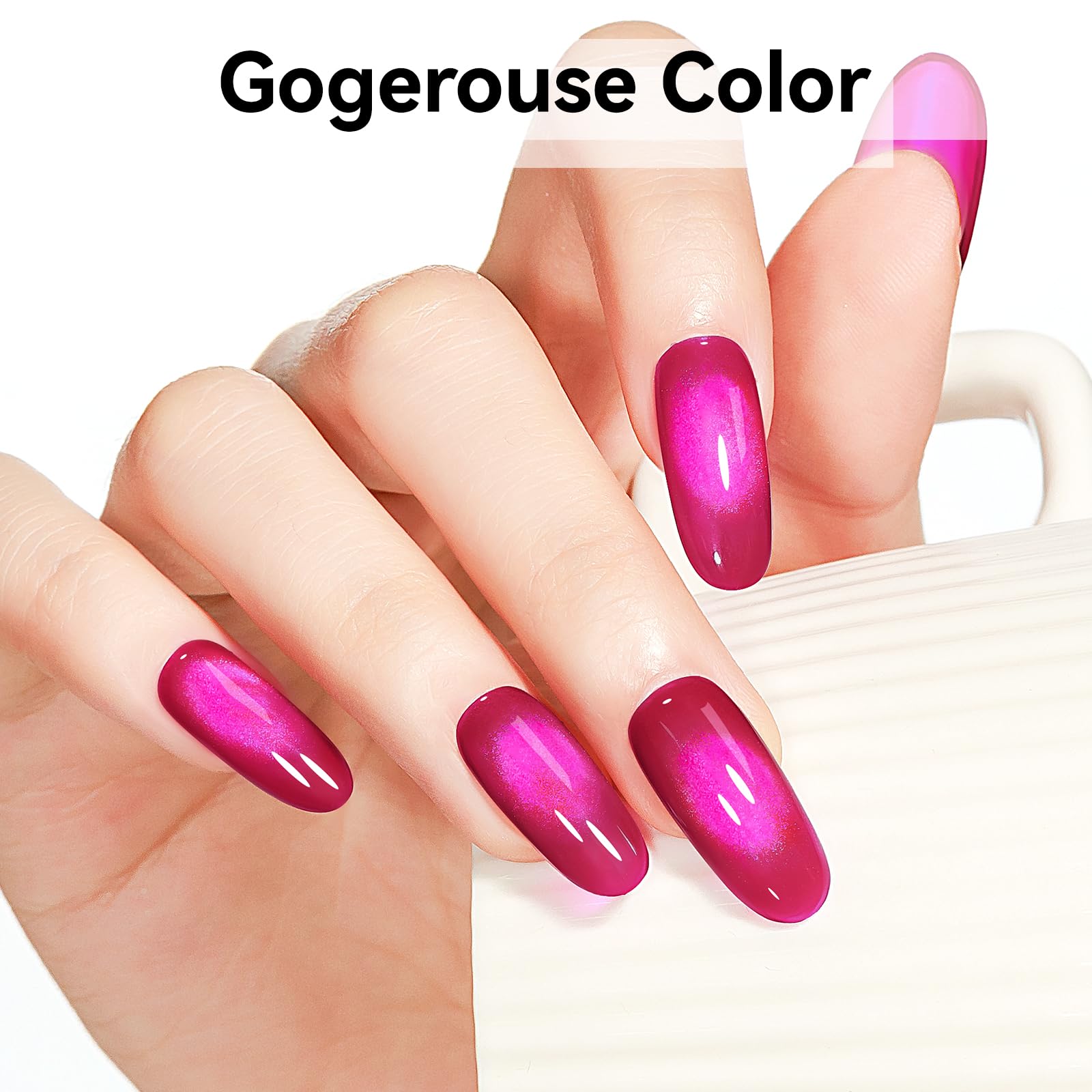 Bevimee Jelly Cat Eye Gel Polish nail with glass-like shine