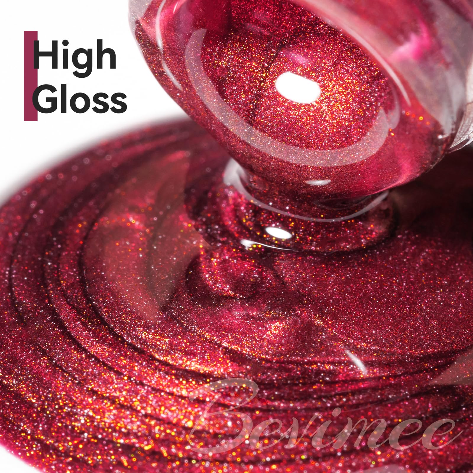 Bevimee magnetic cat-eye gel polish with a magnetic stick for custom effects.