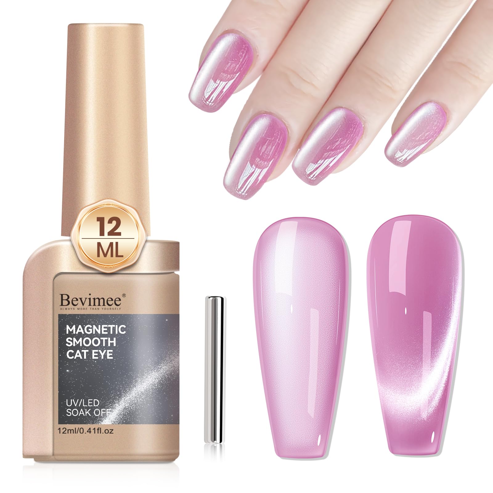 Bevimee Moonlight Cat Eye bottle shows shimmering gel polish finish