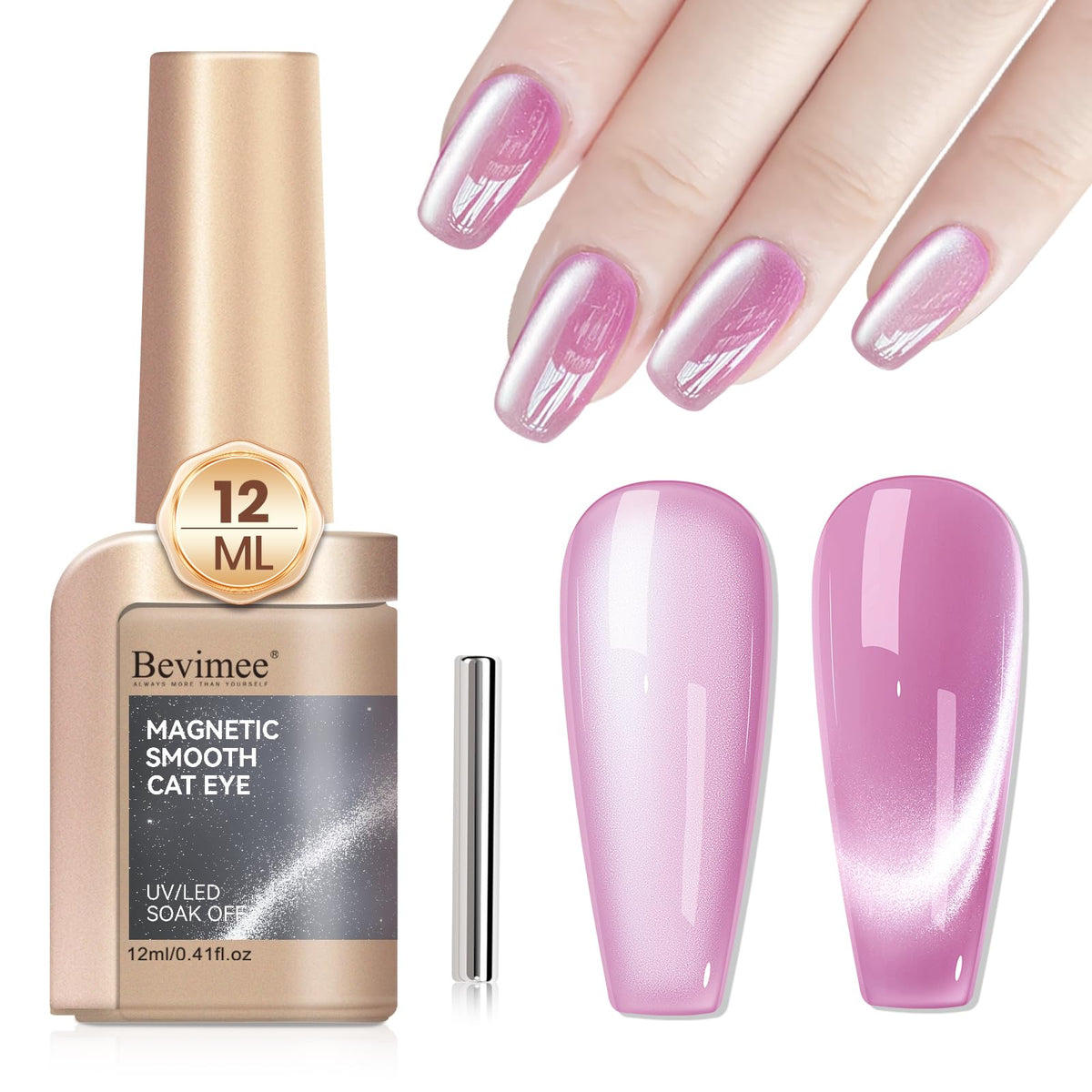 Bevimee Moonlight Cat Eye bottle shows shimmering gel polish finish