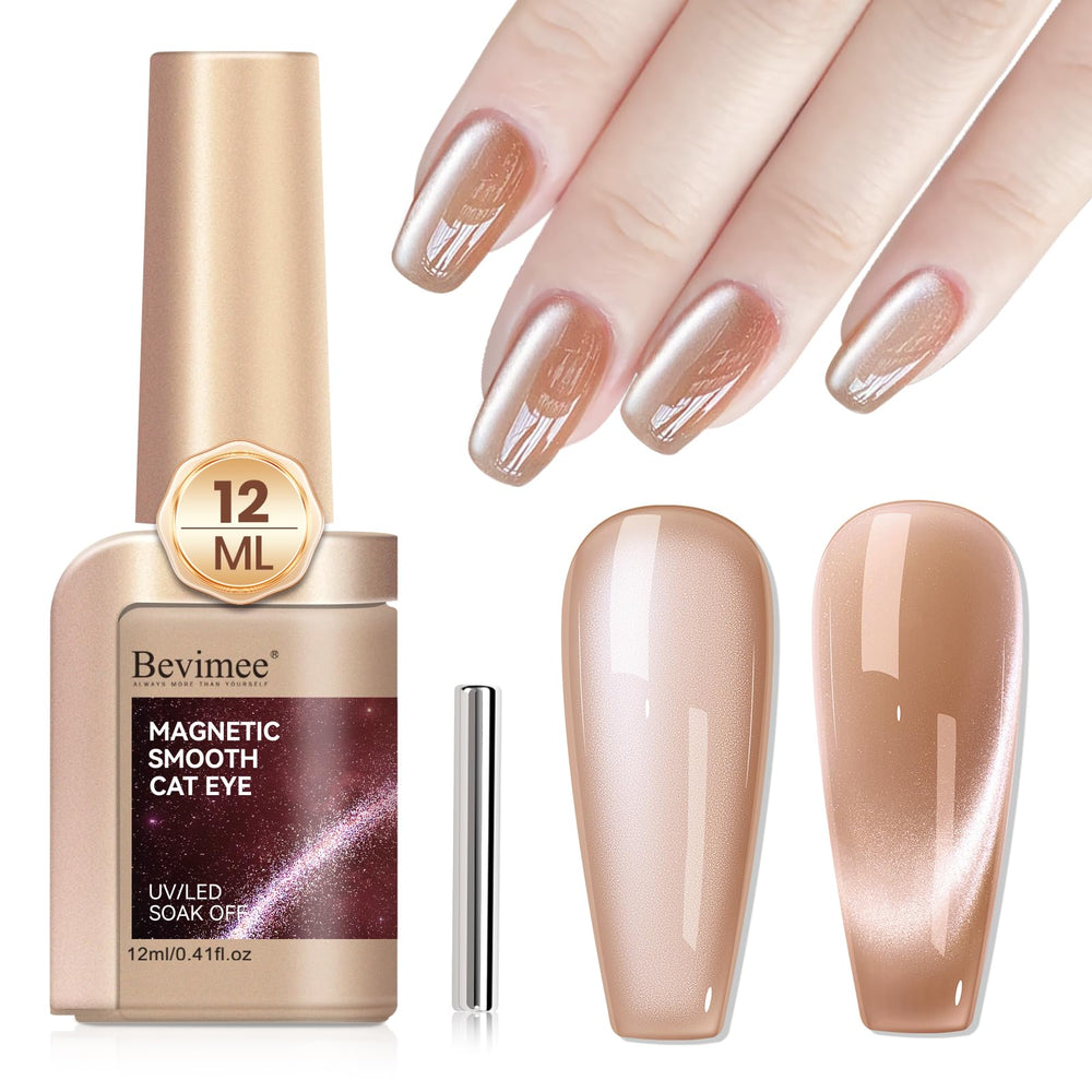 Bevimee Moonlight cat-eye polish bottle with crystal glow for elegant nails.