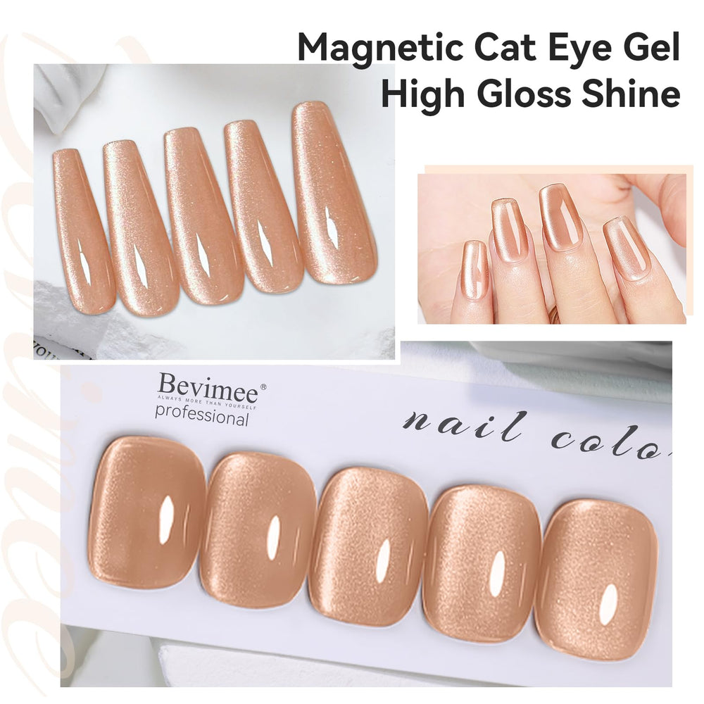 Bevimee Moonlight swatch board reveals shimmering cat-eye texture and color shifts.