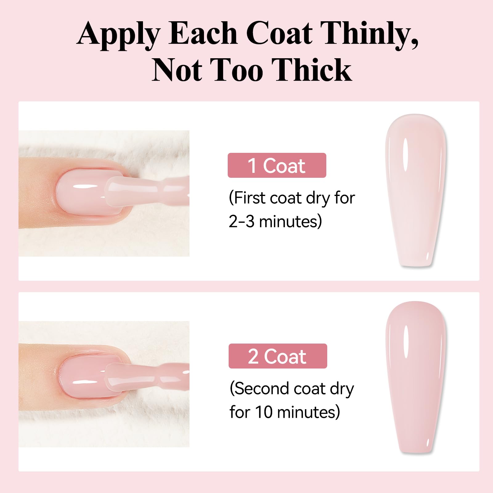 Bevimee nude pink polish brush applying smooth, even coverage.