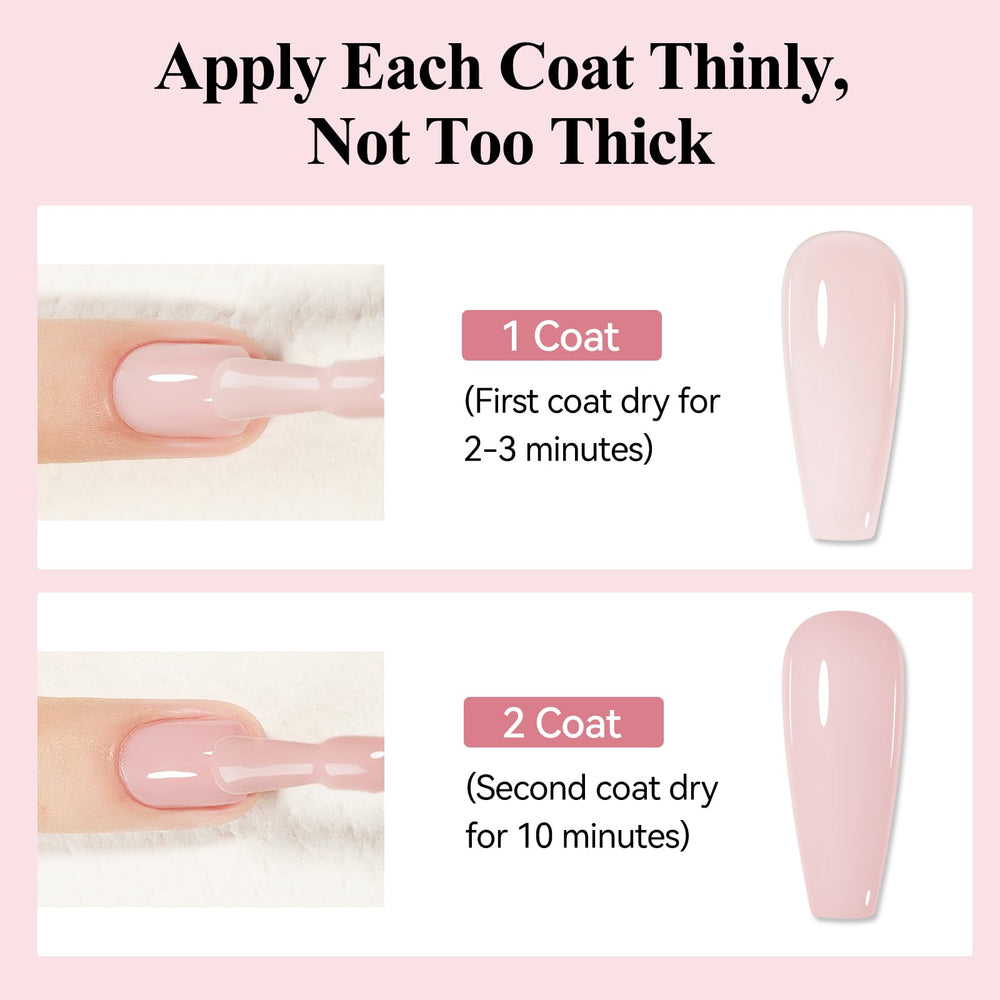 Bevimee nude pink polish brush applying smooth, even coverage.