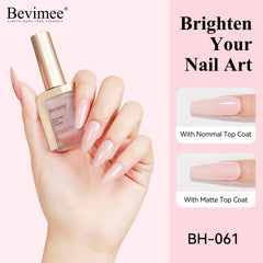 Close-up of nude pink polish showing bubble-free finish.